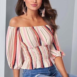 Off shoulder striped top from Venus never worn XS